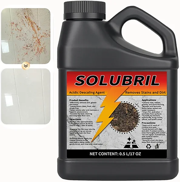 Solubril Tile Cleaner – Floor & Tile Cleaner for Limescale, Rust, Yellowing Tiles, Toilet Stains, Construction Residue – Multi-Surface Deep Cleaning Solution (1PCS)