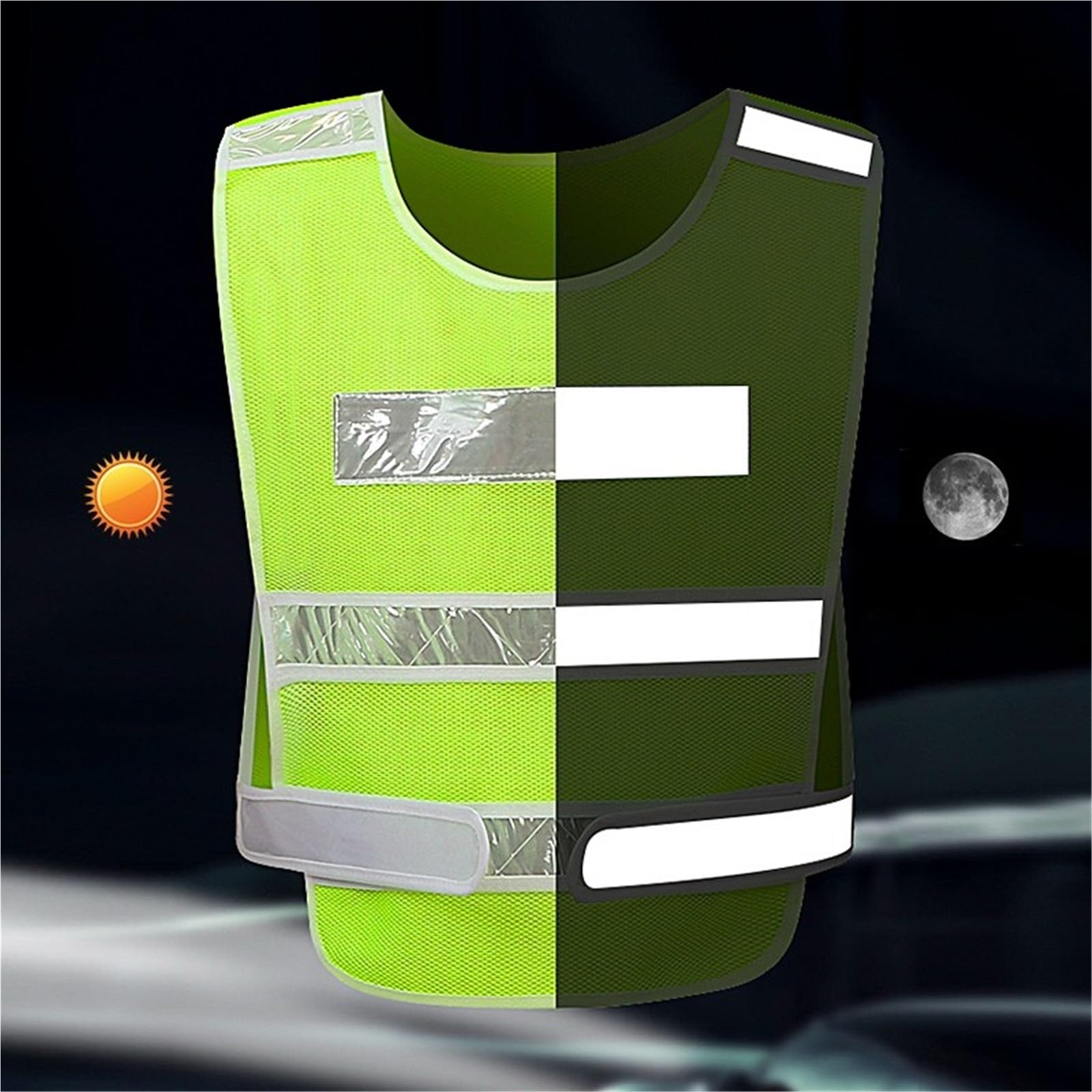 Chaleco Reflectante de Alta Visibilidad, Chaqueta, Ropa Trabajo, Motocicleta, Ciclismo, Deportes al Aire Libre para la construcción, Trabajos al Aire Libre(Green-1pcs)