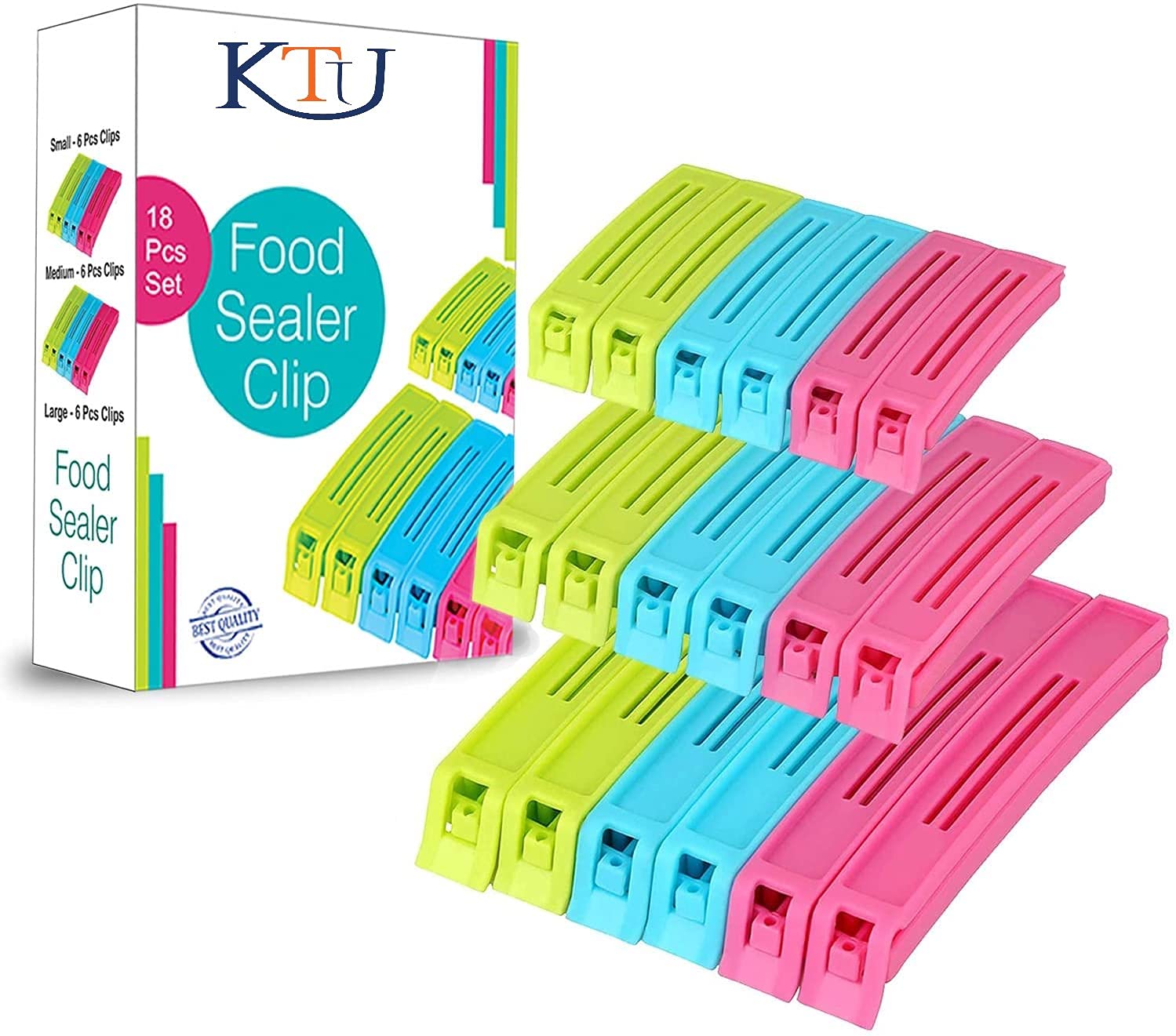 KTU 18 Pc Plastic Food Snack Bag Pouch Clip Sealer for Keeping Food Fresh for Home Kitchen Camping Snack Seal Sealing Bag Clips (Multi Color) | Pouch Clip Sealer 18 Piece | Food Clips Sealer |-picture-27