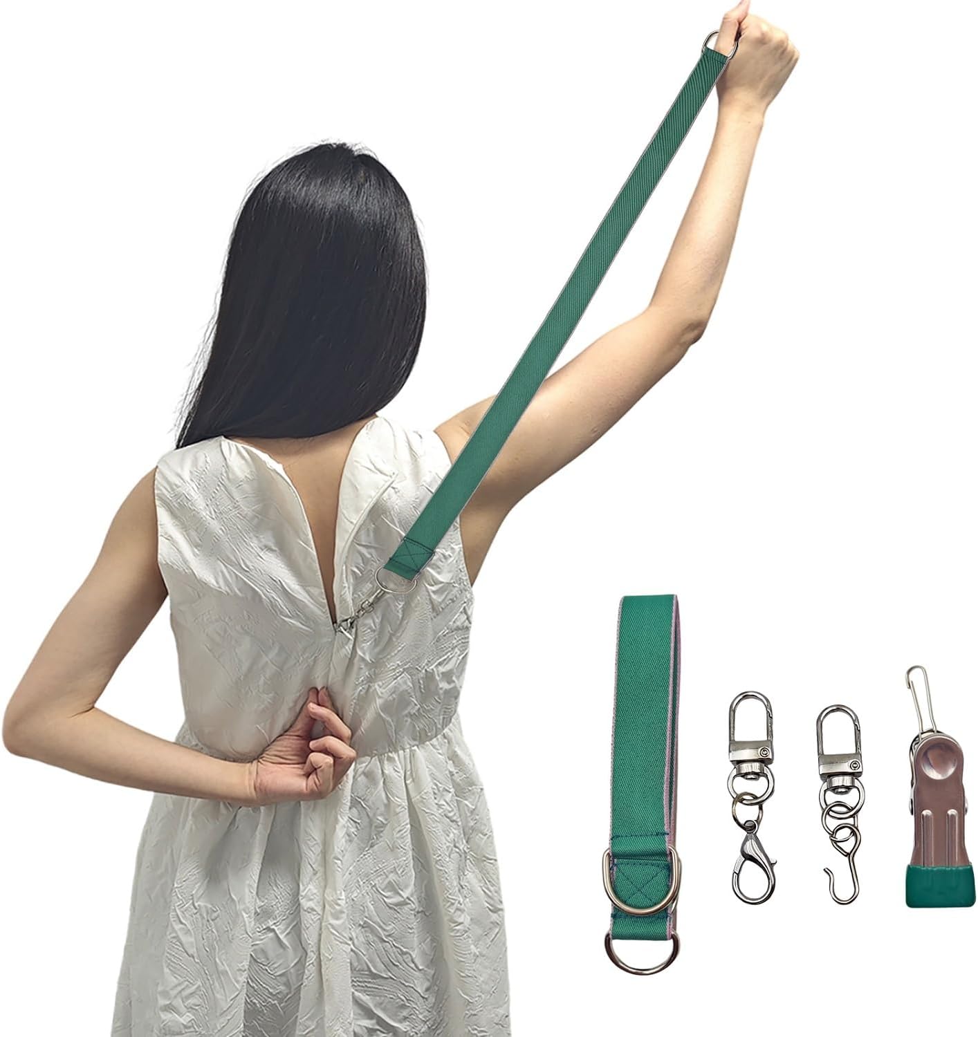 MAGNEECH Detachable Zipper Puller Helper for Dress and Boots, Effortless Zipping with Hook and Clip for Various Types of Zippers (Green)