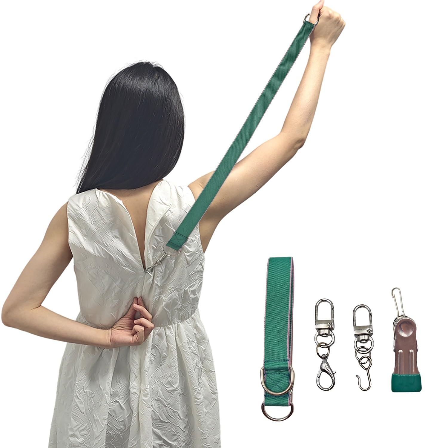 MAGNEECH Detachable Zipper Puller Helper for Dress and Boots, Effortless Zipping with Hook and Clip for Various Types of Zippers (Green)
