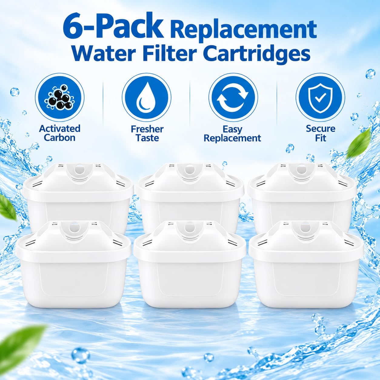 Cartuchos Filtro de Agua para LAICA Prime Line Nature, Pack de 6 para Jarra