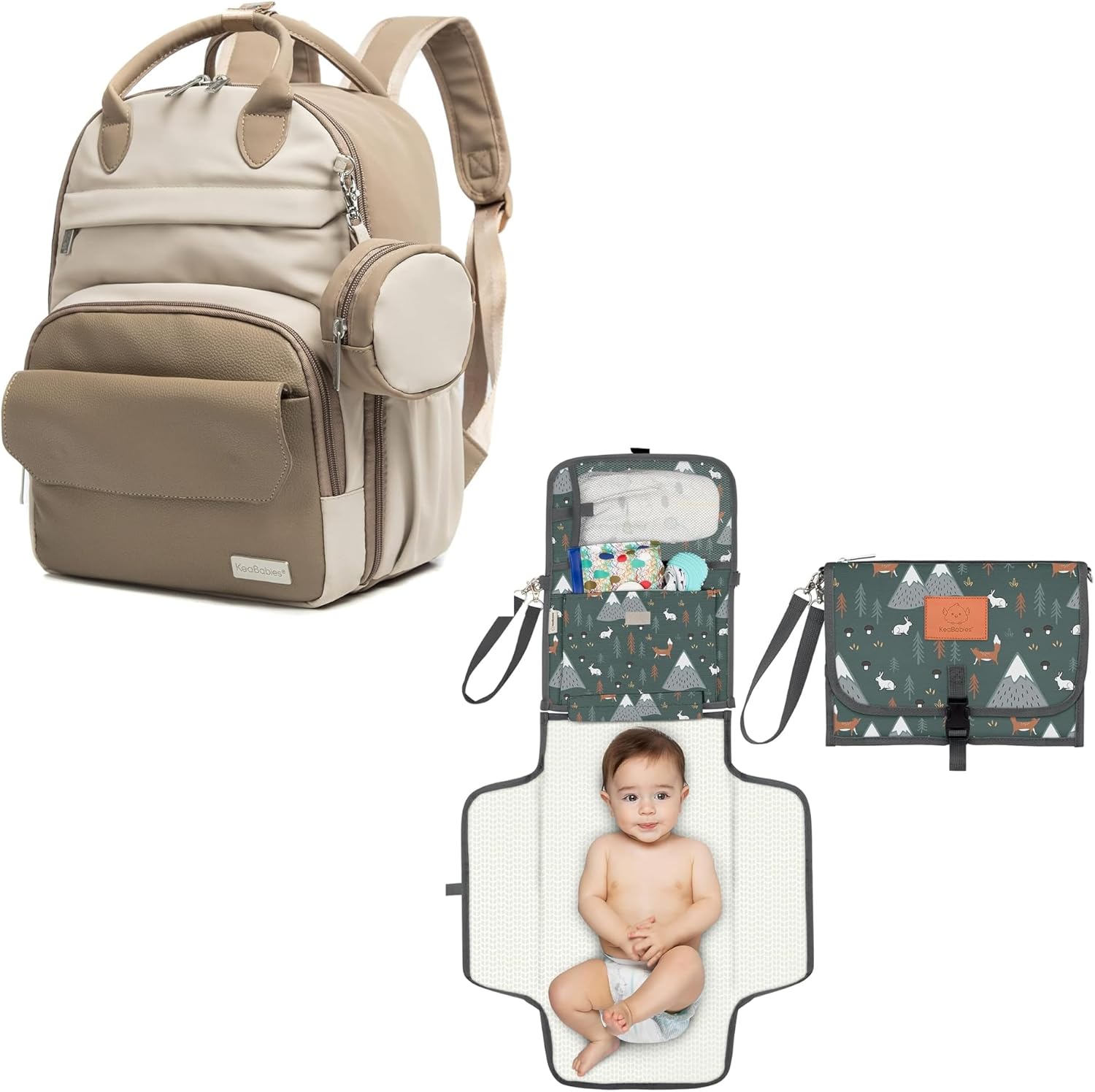 KeaBabies Diaper Bag Backpack & Portable Diaper Changing