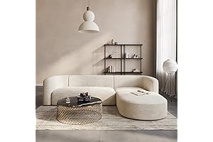 Acanva Cream Luxury Curved Back Velvet Sofa: Minimalist Comfort for Modern Living