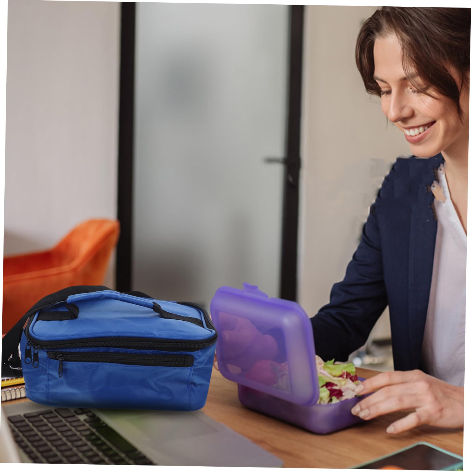 Bolsa de Almuerzo Calefactora 12v de Tela Oxford para Automóvil Azul | Bolsa para Calentar Alimentos, Portátil, para Camping y Oficina, Adecuado para Llevar Comida Diaria