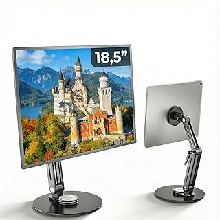 Suporte para tablet magnético para monitor portátil de 15,6" - 18,5" suporte iPad mesa altura ajustável, dobrável e giratória, para tablet, smartphone e ecrã portátil, compatível com VESA 75 x