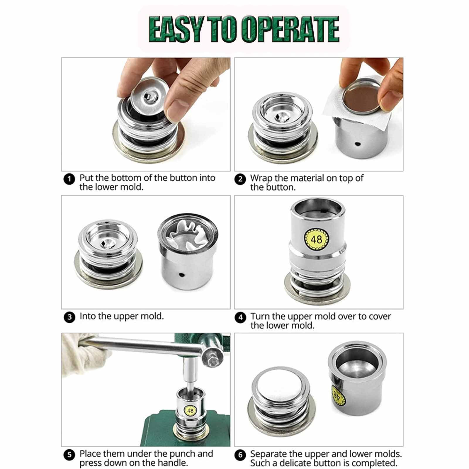 Máquina Para Fabricar Botones De Tela Hechos A Mano, Con 3 Moldes (30, 40, 48) Y 300 Botones, Ajuste De Distancia Sencillo Y Preciso, Fácil Instalación Y Funcionamiento