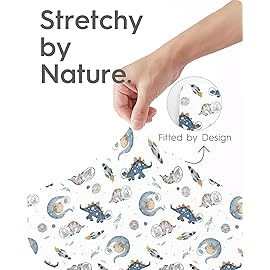 TotBasic Pack and Play Sheets Fitted, Ultra Soft Mini Crib Sheets Boy, Neutral Pack N Play Mattress Sheets Hypoallergenic and Soothing, Premium Jersey Playrad Sheets, Dino Sea Animals, 2 Pack