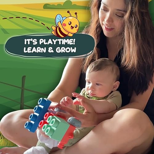 Miniatura 6 de Bloques grandes y suaves para niños de 1 a 3, 40 piezas con zócalo para construir apilar juegos y folletos - Gran regalo, juguetes para edades de 2