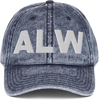 ALW Airport Hat (Embroidered Vintage Cotton Twill Cap) Flying to Walla Walla Airport Gift