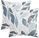 CaliTime Throw Pillow Cases Pack of 2 Cozy Fleece Falling Dahlia Floral Flowers Petals Decorative Cushion Covers for Couch Bed Sofa Farmhouse Decoration 18 X 18 Inches Teal Grey