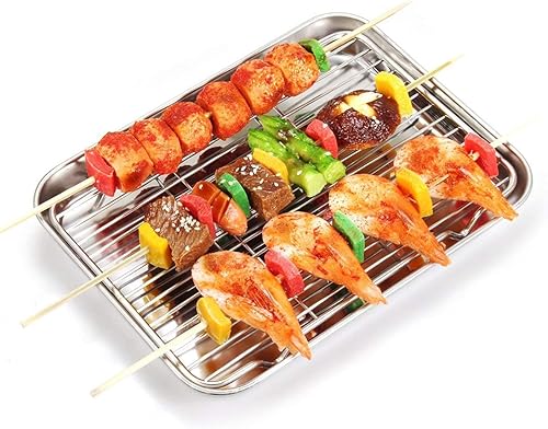 Miniatura 5 de Estantes de enfriamiento de acero inoxidable, juego de 3, 8.6 pulgadas de largo x 6.2 pulgadas de ancho x 0.5 pulgadas de alto, estantes de alambre