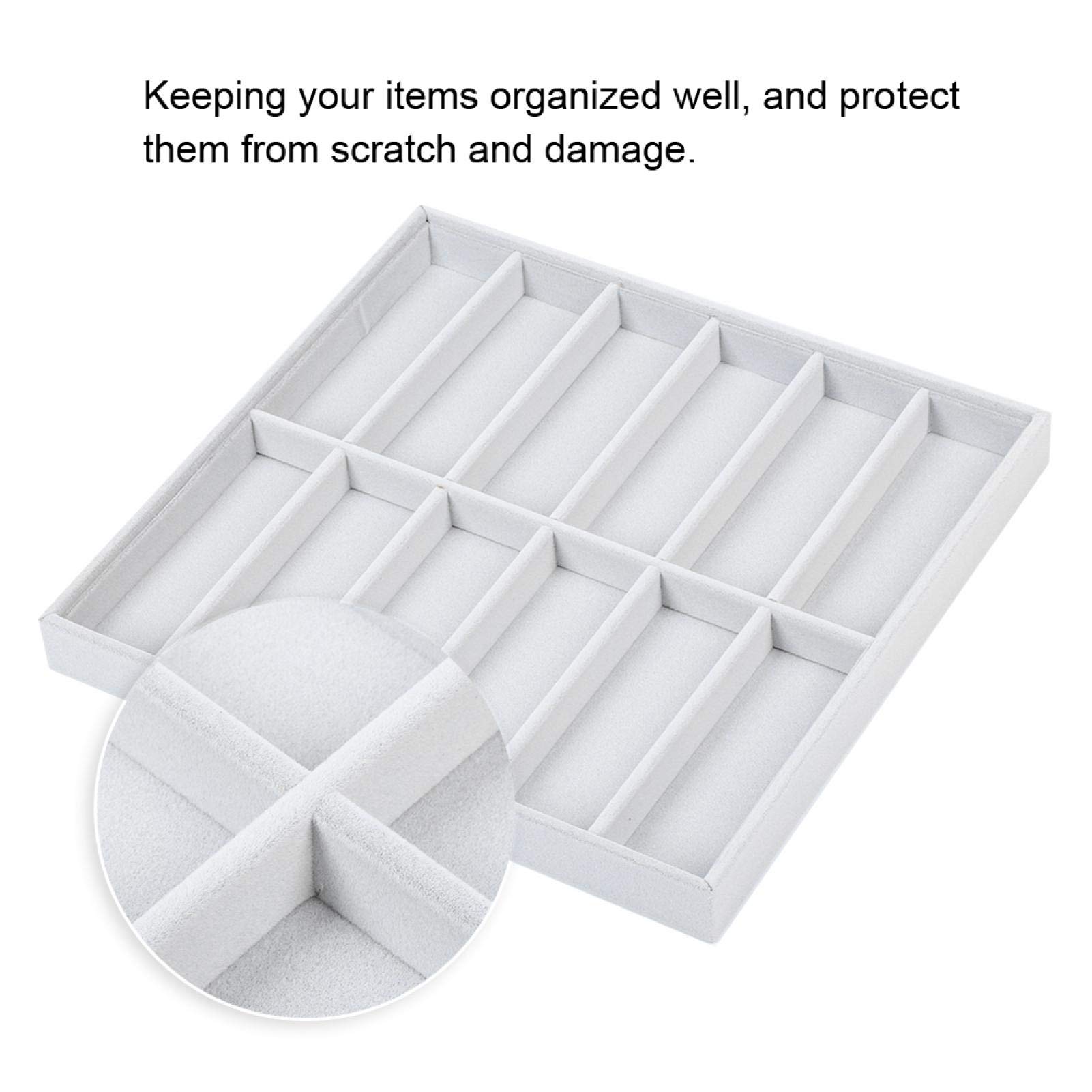 Boîte de rangement de bijoux, 12 grilles peluches douces et boîte de rangement de lunettes de soleil en bois Boîte à lunettes exquise Organisateur d'affichage de bijoux Conteneur pour magasin Bracelet
