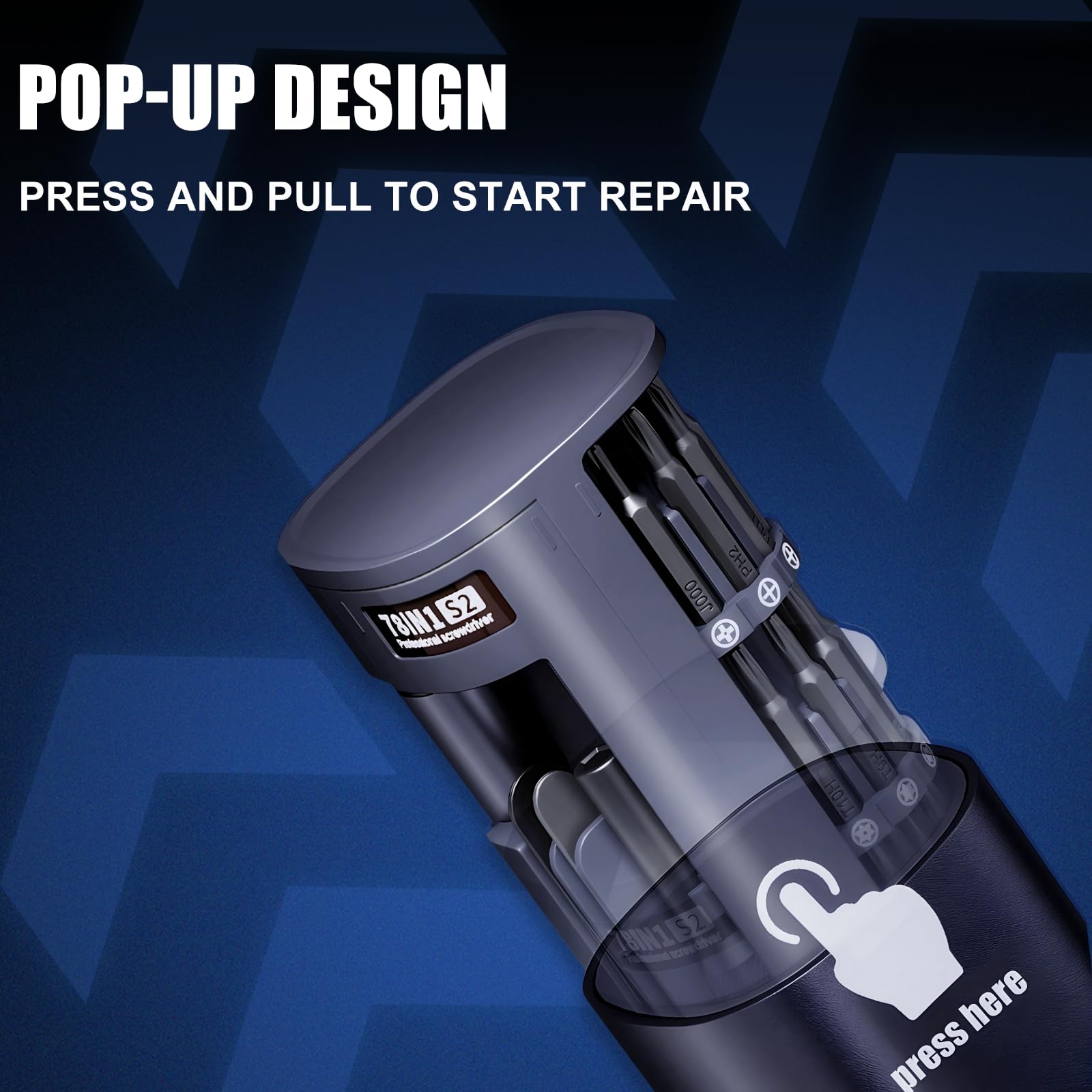 Kit de herramientas de reparación eléctrica de precisión 78 en 1 para electrónica, mini herramienta eléctrica inalámbrica con 72 puntas magnéticas y carga USB-C, juego de reparación de energía para