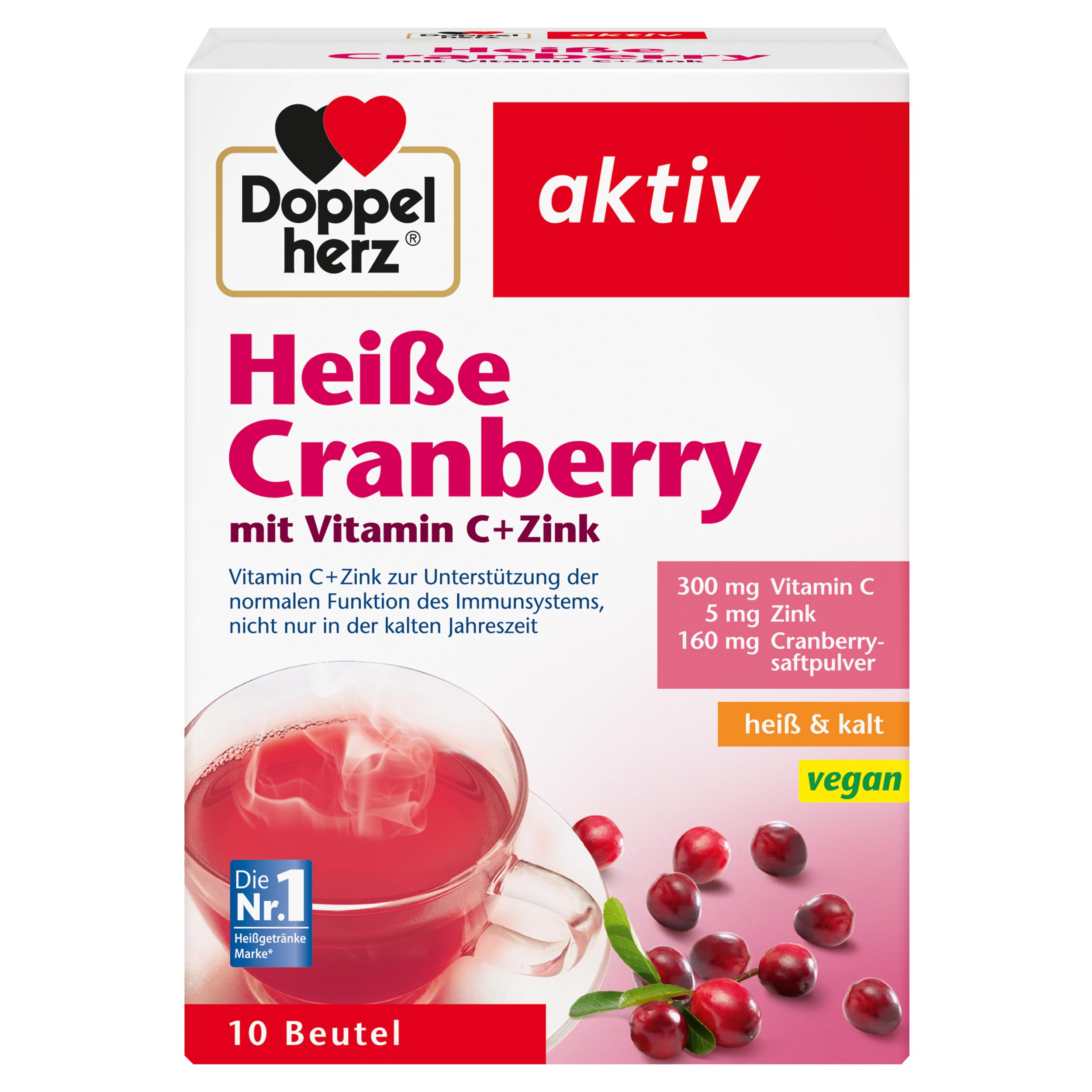 Doppelherz Heiße Cranberry - Vitamin C und Zink zur Unterstützung der normalen Funktion des Immun...