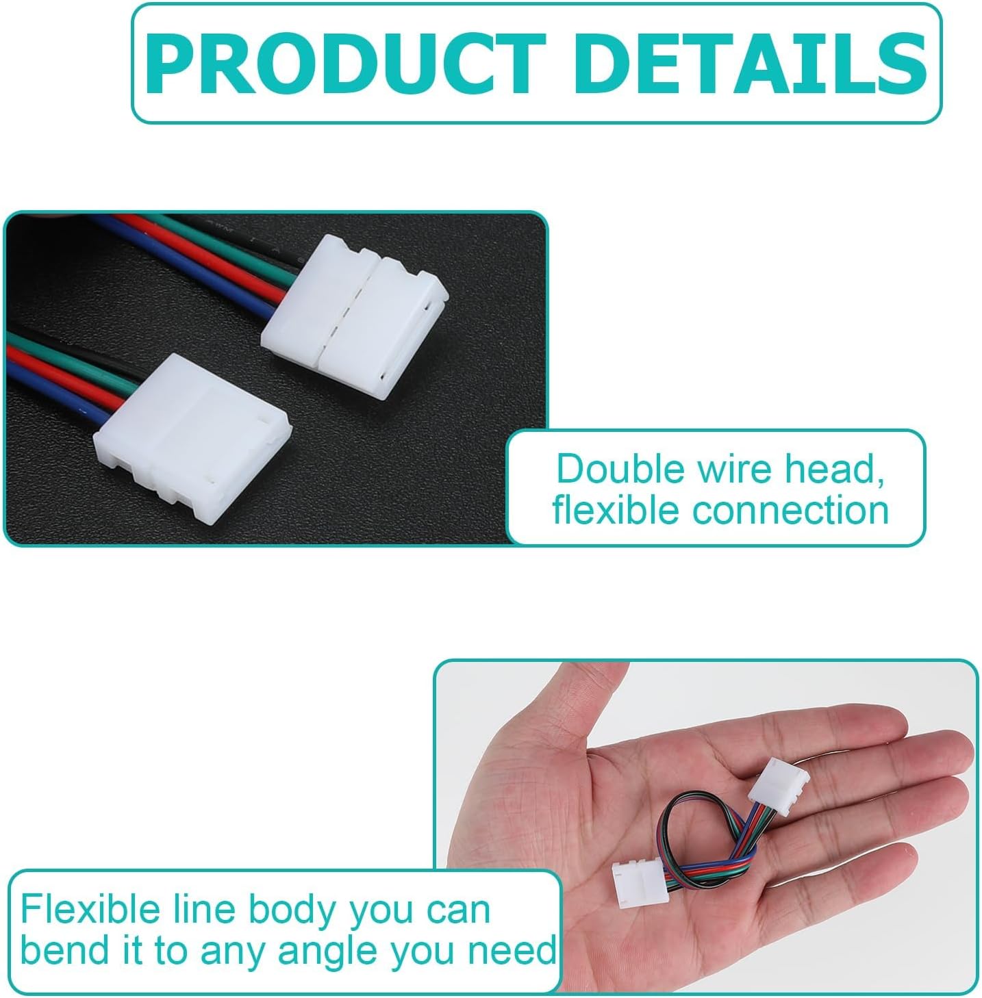 LED Strip Connectors 4 Pin, 10-Pack Led Light Strip Connectors 4 pin Led Connectors for Kitchen Cabinet Bedroom DIY LED Strip Project Solderless Strip to Strip Jumper Extension Connector 10mm Wide
