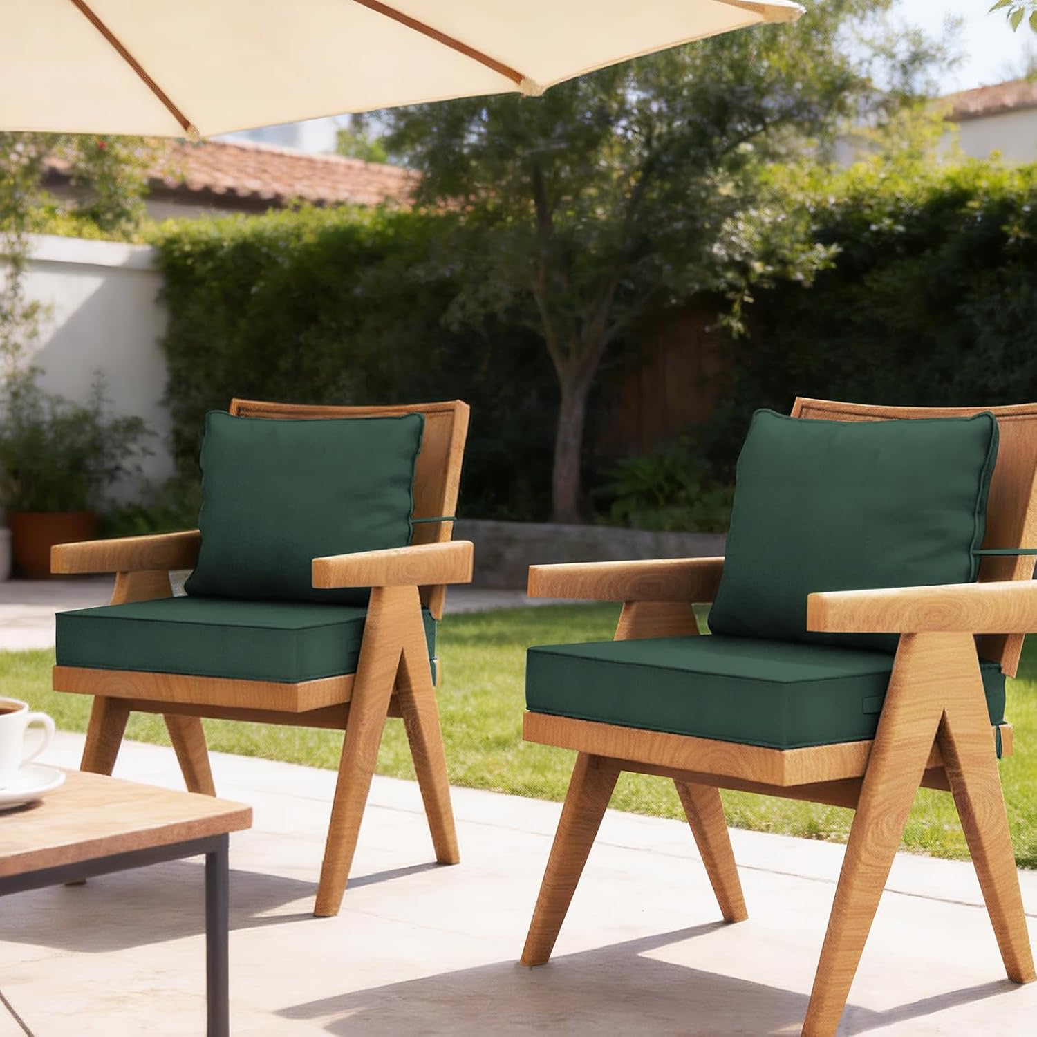 24x24“ Outdoor Deep Seat Cushions Set of 4, Patio Replacement Foam Cushions for Outside Furniture, Waterproof & Fade Resistant Patio Chair Pads, Compatible 25x25”,23x23“Dark Green
