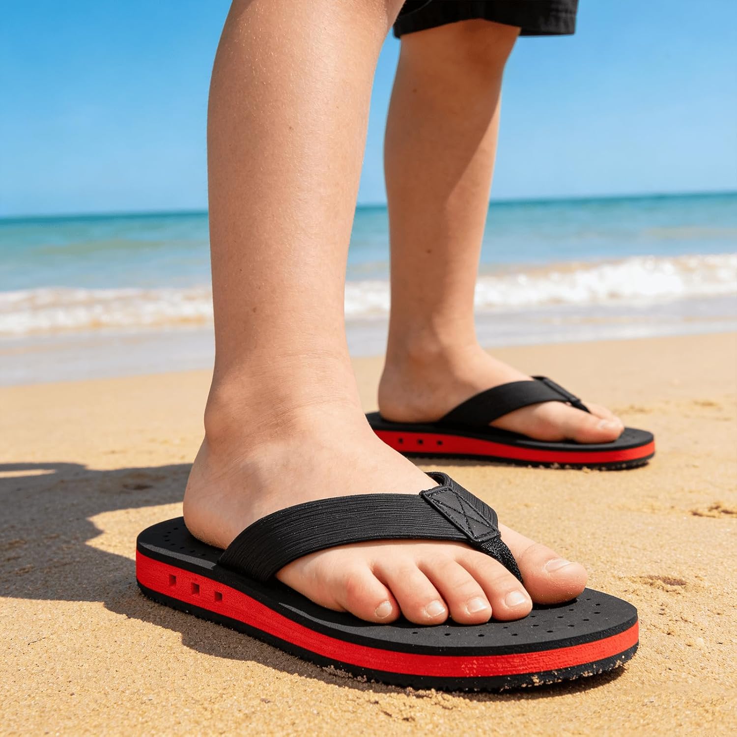 KVbabby Kids Comfortable Flip Flops Boys Girls Beach Pool Thong Sandals Anti Slip Water Sandals,Black,35