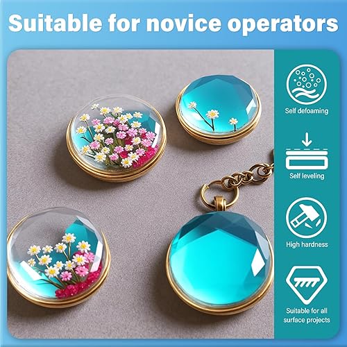 Miniatura 7 de Vivresina Kit de resina epoxi de 64 onzas, resina epoxica transparente cristalina, de secado rápido, autonivelante, sin burbujas, sin amarilleo,