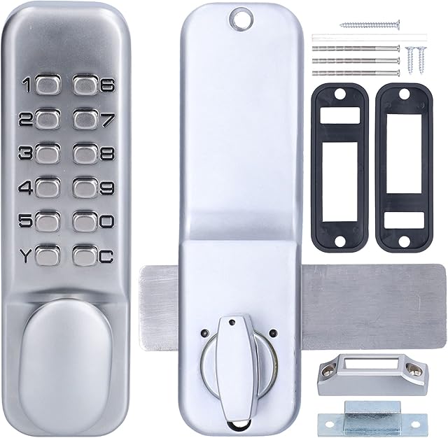 Security Door Lock,Mechanical Combination Lock Anti Theft Codes Lock for Bidirectional Gate Glass Door Wood Door Office Use