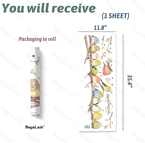 Miniatura 4 de Calcomanías de pared de dibujos animados con encantadores pájaros en la rama, calcomanías de pared para niños, removibles, despegar y pegar, arte de