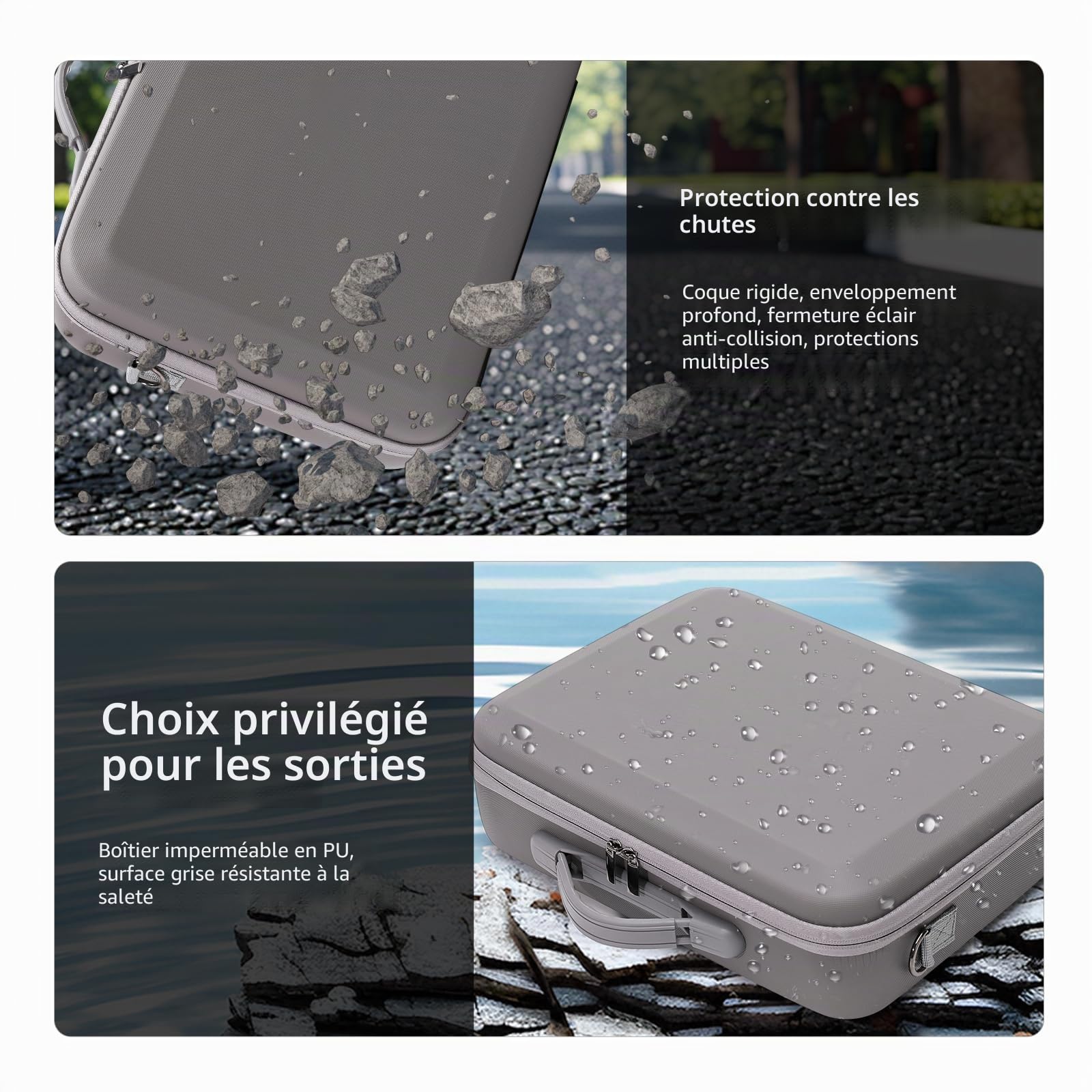 DJI Flip Fly More Combo Sac de Transport Case Étui de Protection pour DJI Flip RC-N3 et 7 Batteries Accessoires de Drone Sac de Voyage Portable PU avec Sangle de Transport, Gris