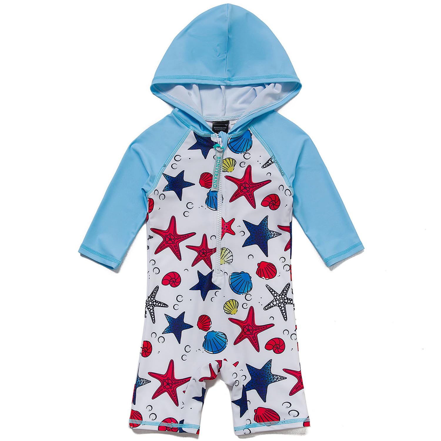 BONVERANO Badeanzug für Babys und Kleinkinder Mit Kapuze UV-Schutz 50+ Badebekleidung Mädchen/Jungen 0-4 Jahre
