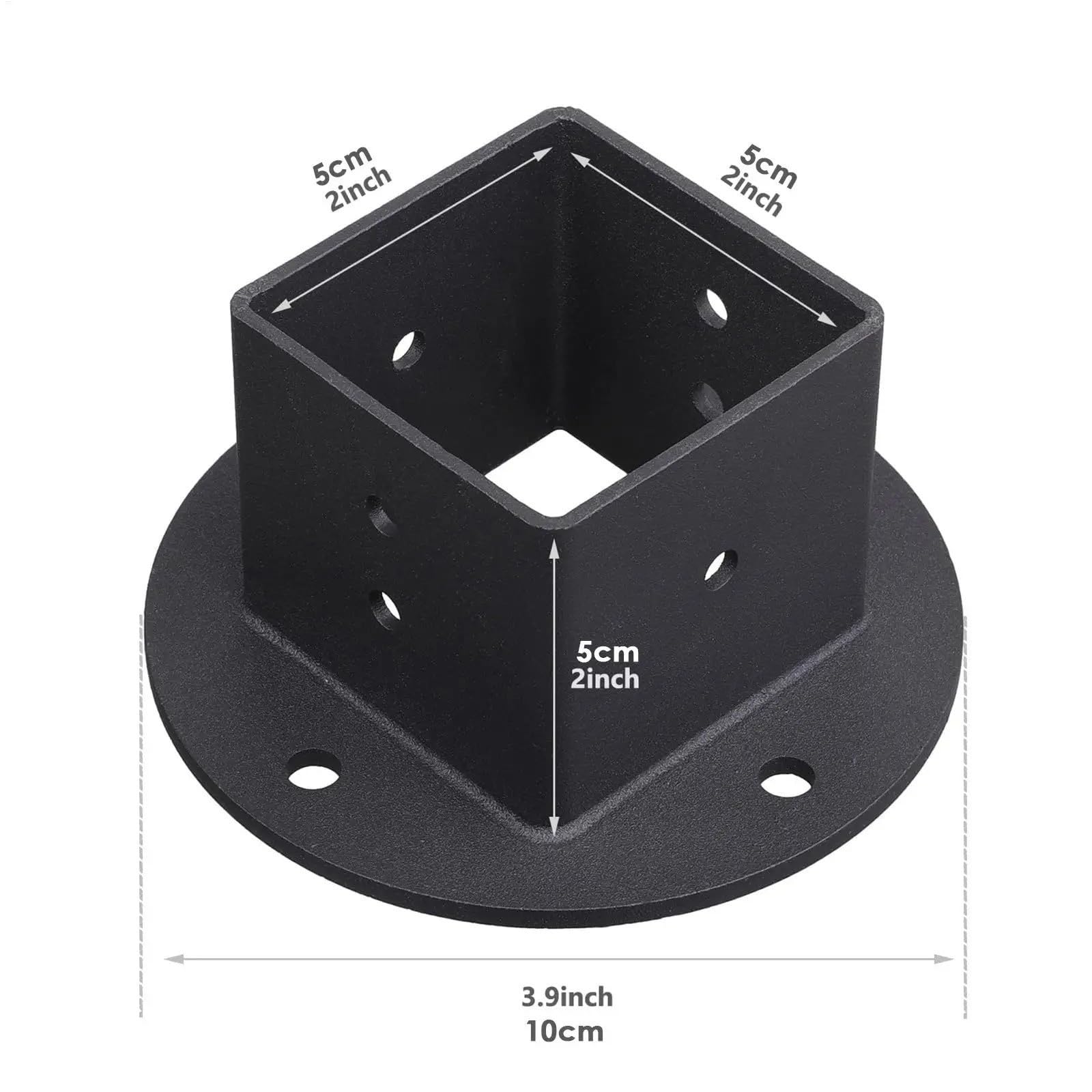 Soporte de poste de acero cuadrado resistente de 2 piezas