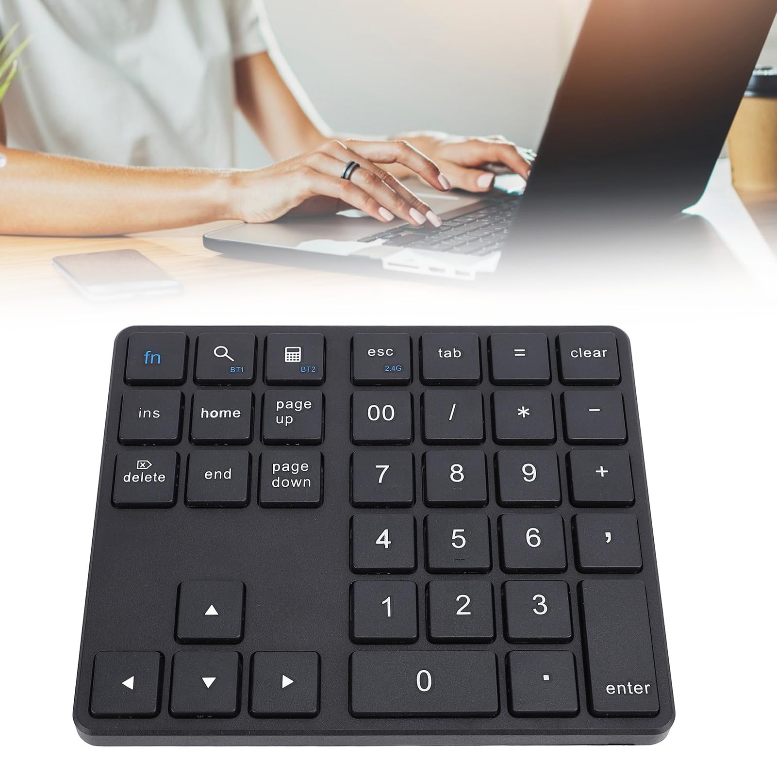 Garsent Tastierino Numerico Bluetooth per Laptop, Tastierino Numerico Cordless, Tastierino Numerico Ricaricabile USB a 35 Tasti, Tastierino Numerico Esterno per Laptop PC Notebook (BLACK)