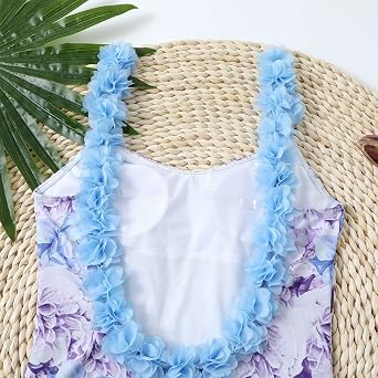 Women's One Piece Swimsuit with Beach Cover up Wrap Skirt Sarong Retro Floral Print Bikini Set Two Piece Bathing Suit