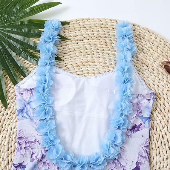 Women's One Piece Swimsuit with Beach Cover up Wrap Skirt Sarong Retro Floral Print Bikini Set Two Piece Bathing Suit
