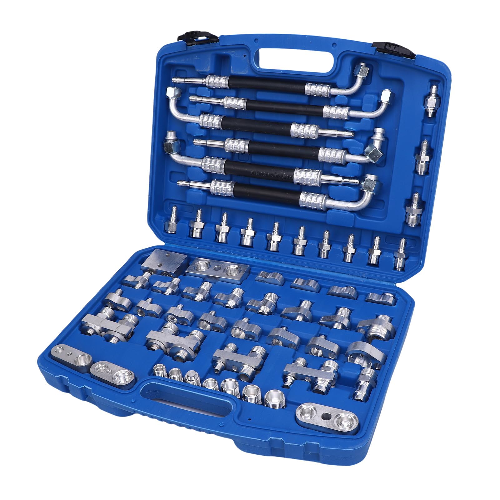 aqxreight Kit de Prueba de Acondicionamiento de Latón de 56 Uds para Sistemas de CA de Automóviles y Camiones, Kit de Reparación de Herramientas de Detección de CA Automotriz con Estuche de Soplado