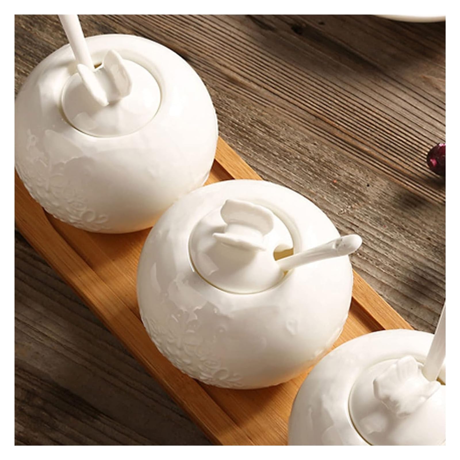 Sucrier, sucrier, sucrier nordique avec couvercle, pot de rangement en treillis blanc en relief, sucrier en porcelaine de couleur unie, pot à sel, for café-bar, restaurant