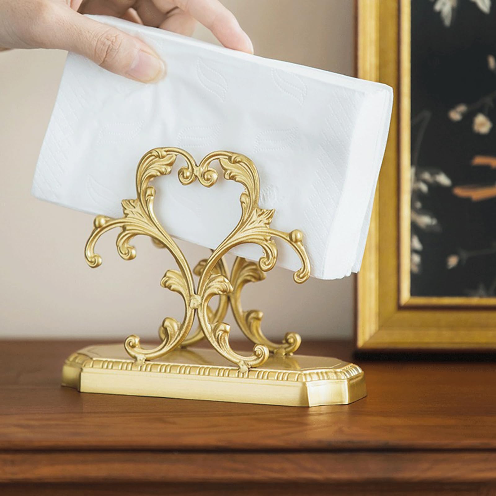 Servilletero de Metal Dorado para Mesa Servilletero Dorado Elegante servilletero para Cocina y Comedor Servilletero