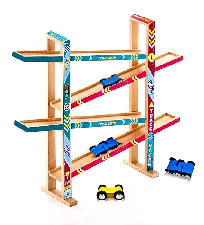 Buy FunBlast Ramp Racing Toy Car Track Set Wooden Track Racer Gliding