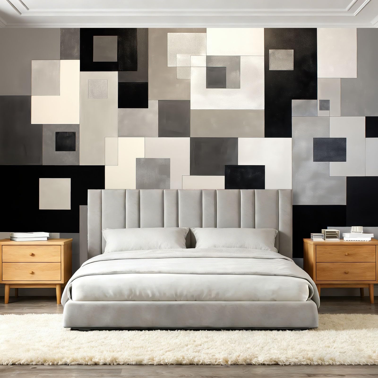 Fototapeta nowoczesna sześcienna geometryczna abstrakcyjna tapeta ścienna szary czarny plakat fotograficzny do sypialni salonu TV ściana 400 x 280 cm