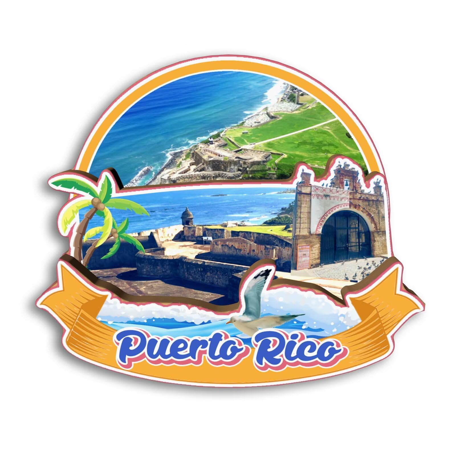 Quwsne Refrigerator Magnet Puerto Rico USA America Fridge Magnet City Travel Souvenirs Tourist Gifts 3D Classic Landmarks Handmade Crafts Home Decoration -3400