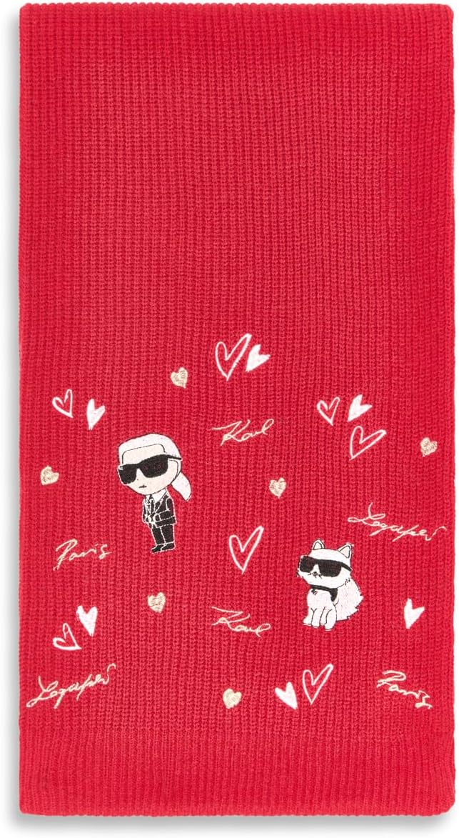 KARL LAGERFELD womens Embroidered Karl Hearts Winder Scarf - Image 4