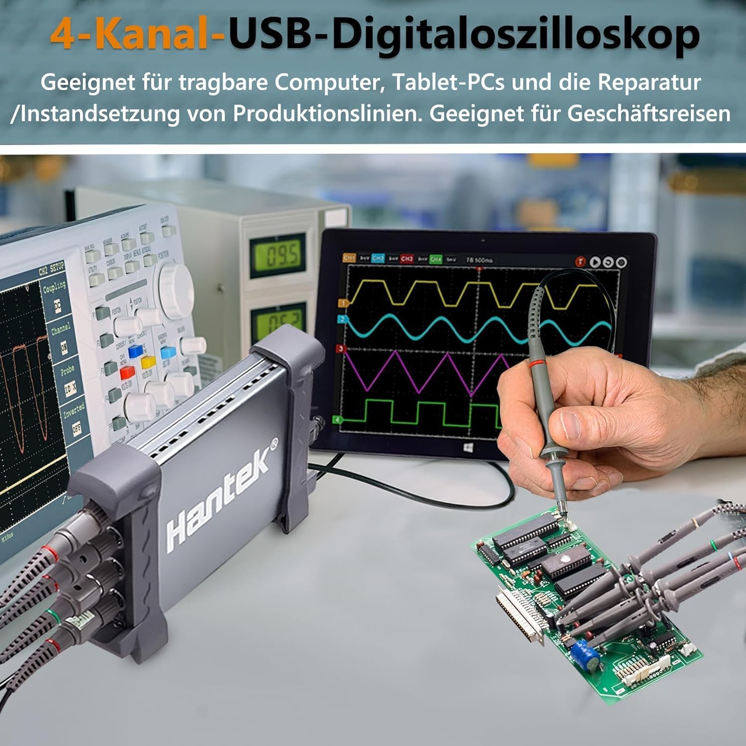 Hantek 6254BD Digitale Oscilloscopio USB Storage Oscilloscope 250MHz 1GSa/s 4 CH Arbitrary Waveform