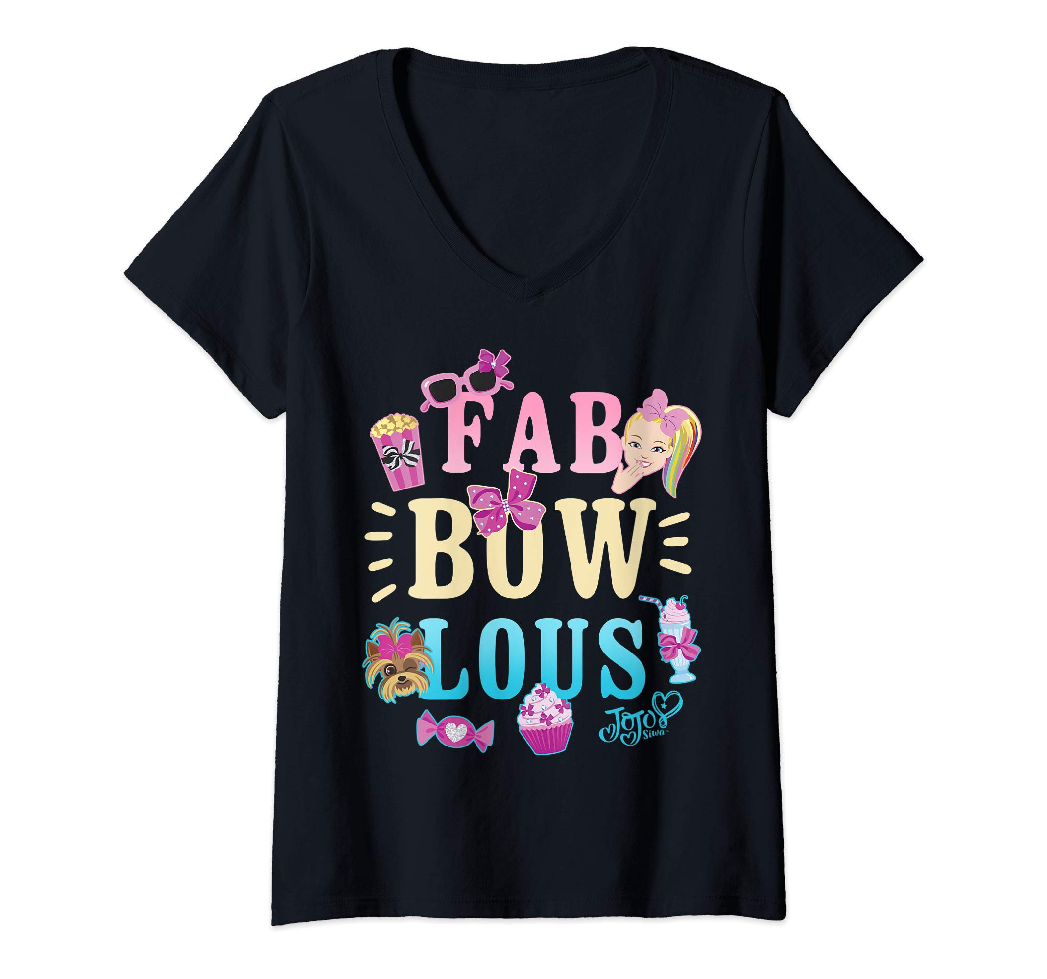 JoJo SiwaWomens Nickelodeon JoJo Siwa Fab Bow Lous Fabulous Accessories V-Neck T-Shirt