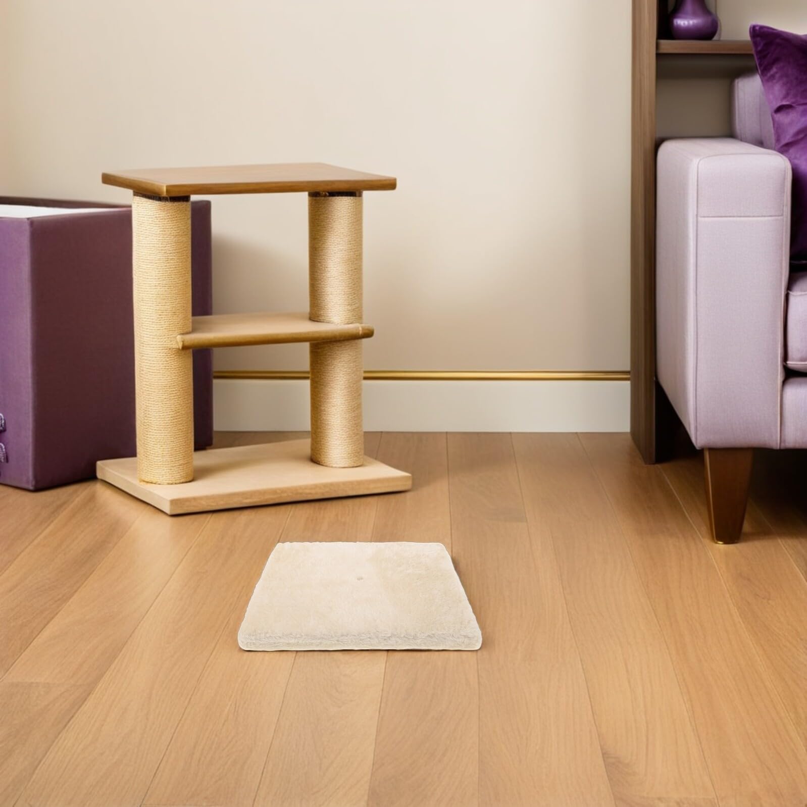 Base De Remplacement pour Griffoir Chat en Peluche Beige 10.24X10.24X0.79 Pouces Planche DIY pour Arbre À Chat Support Stable pour Meubles d'escalade FéLine