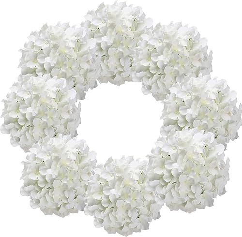 PaoriPets 10 cabezas de flores de seda de hortensia con tallos flores artificiales de hortensias para boda, hogar, fiesta, baby shower (blanco) PaoriPets 10 cabezas de flores de seda de hortensia con tallos flores artificiales de hortensias para boda, hogar, fiesta, baby shower (blanco)