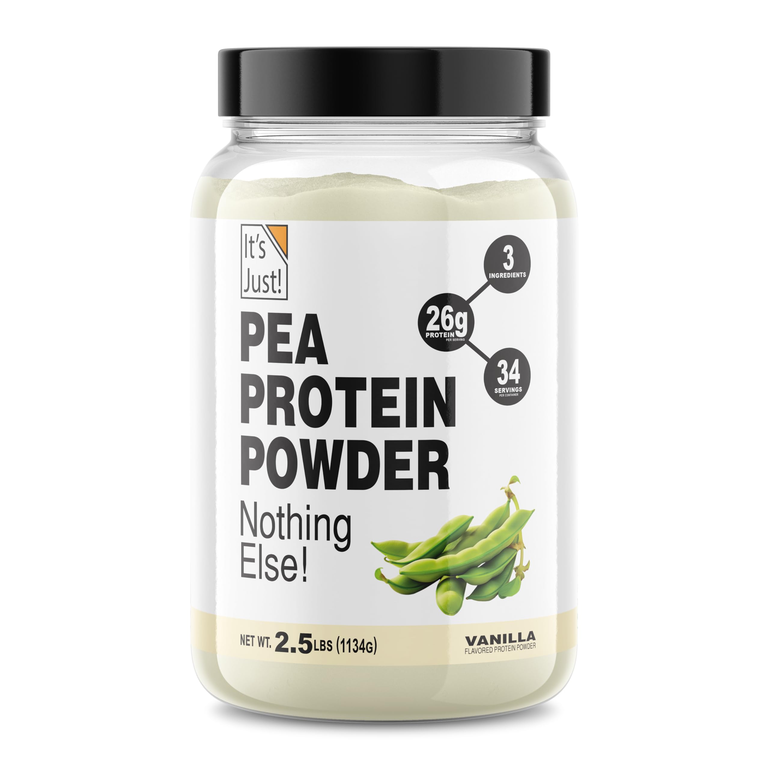 It's Just! Pea Protein Isolate, Plant Based, Premium Quality, Gluten Free, Vegan, Keto Friendly, Product of Canada, Packaged in USA (2.5 Pound, Vanilla)