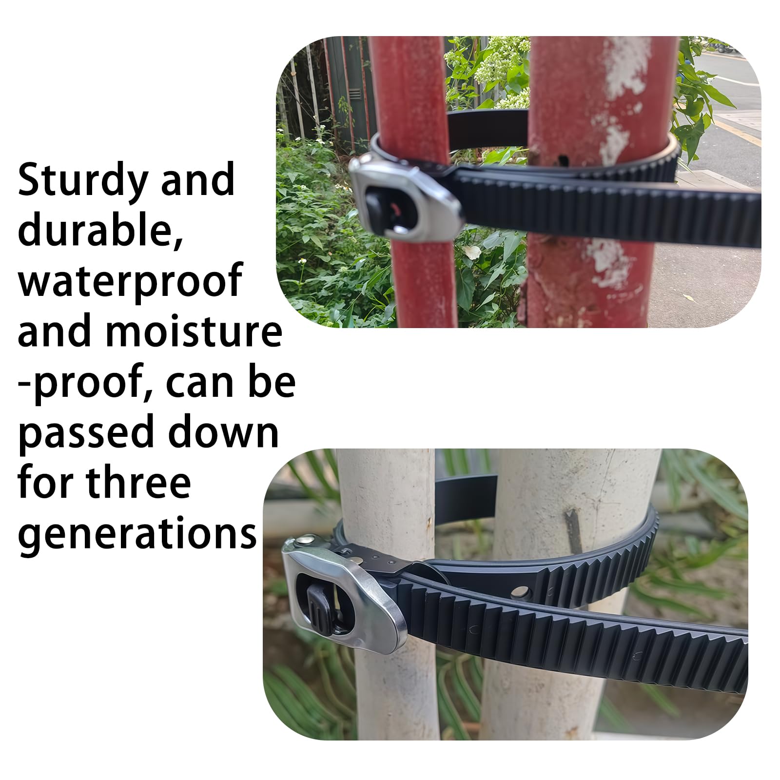 12/20 Inch Heavy-Duty Stainless Steel Grip Lock Straps – Reusable Ratchet Zip Ties for Outdoor Fencing, Poles, Gates, Pipes, and Heavy-Duty Securing Tasks(3pcs,20IN)