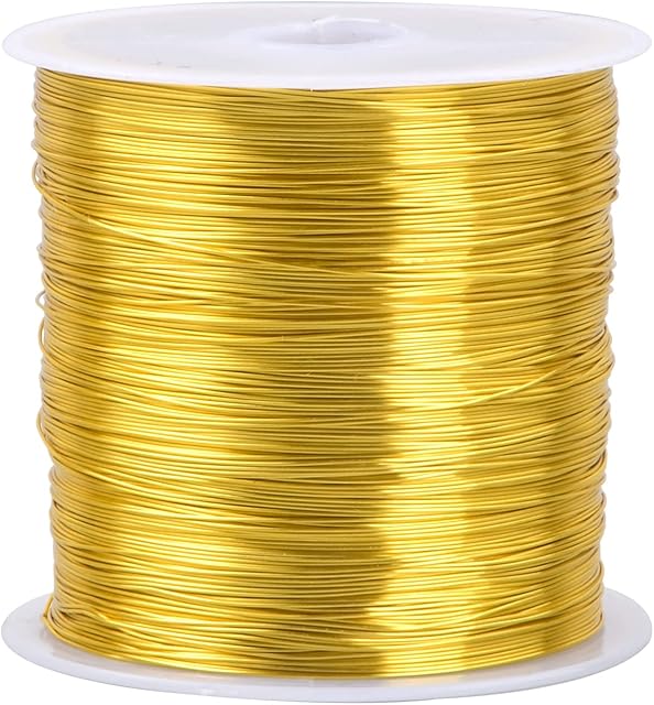 smatime 100m x 0.3mm Copper Jewelry Wire for Crafts Jewelry Beading Wire Metal Craft Wire for Jewellery Making Tarnish Resistant Bare Copper Wire Roll for DIY Necklace Bracelet Earring (Gold)