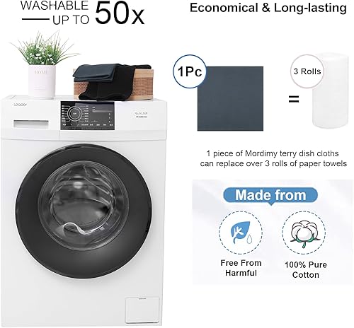 Miniatura 5 de Paños de cocina 100% algodón con tejido de gofre, paquete de 8 paños de cocina súper suaves y absorbentes, trapos de secado rápido, 12 x 12