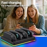 4-in-1 Magnetic Charging Dock Compatible with Switch 2 Controllers – Fast USB-C Charger with LED Indicators, Wall-Mountable Compact Charging Station