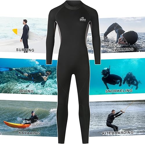 Miniatura 2 de DEHAI Traje de neopreno de 0.197 in para hombre, con capucha, manga larga, cremallera frontal, traje de baño térmico en agua fría, mantiene el calor