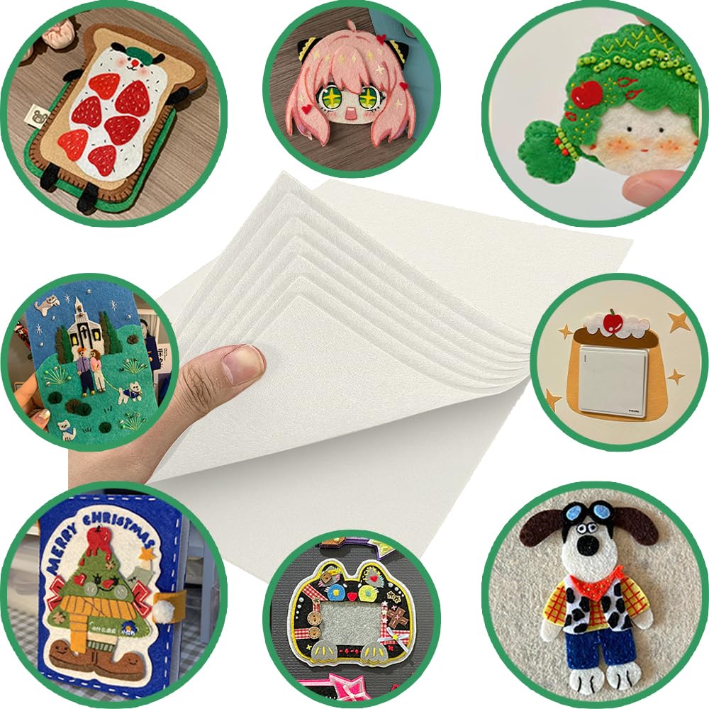 HXJDAM White Felt Fabric 2mm Thick, 10 Pcs 20x30cm Felt Sheets for Crafting Arts, Sewing and DIY Projects - Image 4