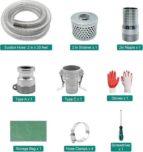 Vista 9 de SAFBY Bomba de descarga de manguera de agua con accesorios de aluminio Camlock A C E F, manguera de drenaje resistente de tres capas para piscina